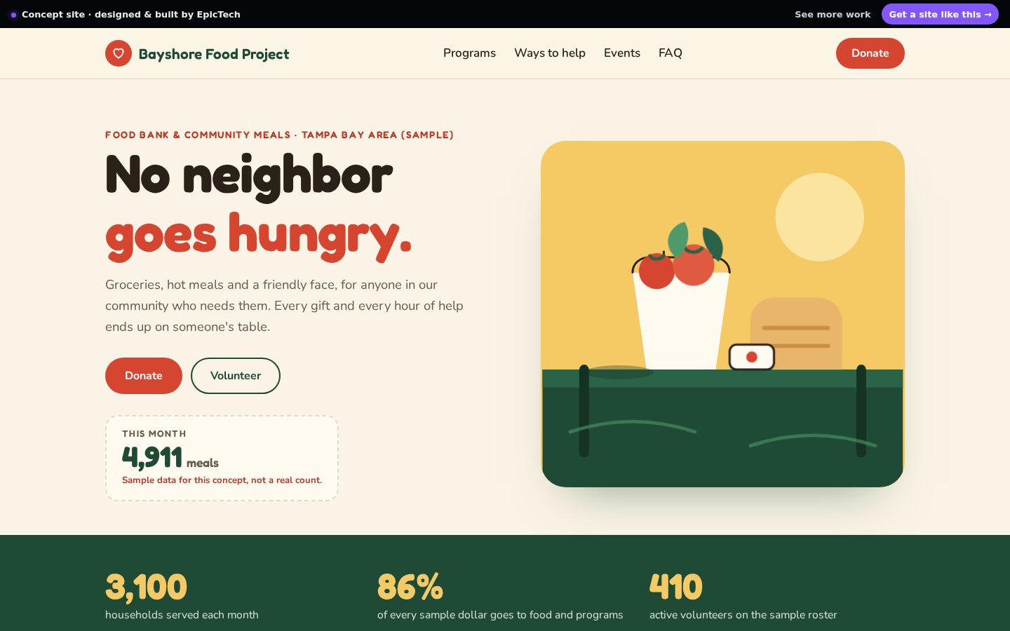 Bayshore Food Project website (concept)