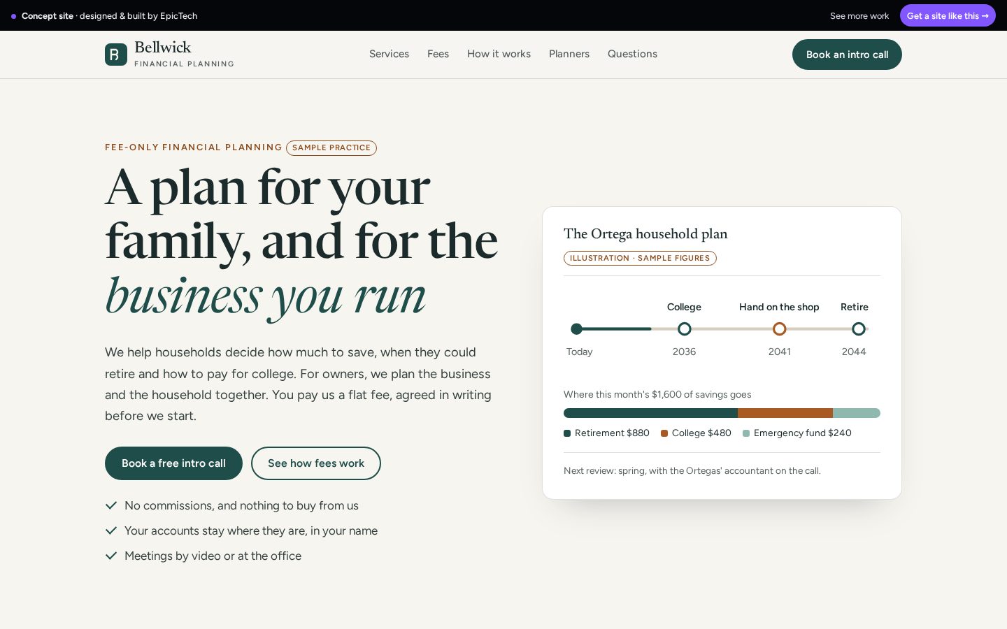 Bellwick Financial Planning website (concept)