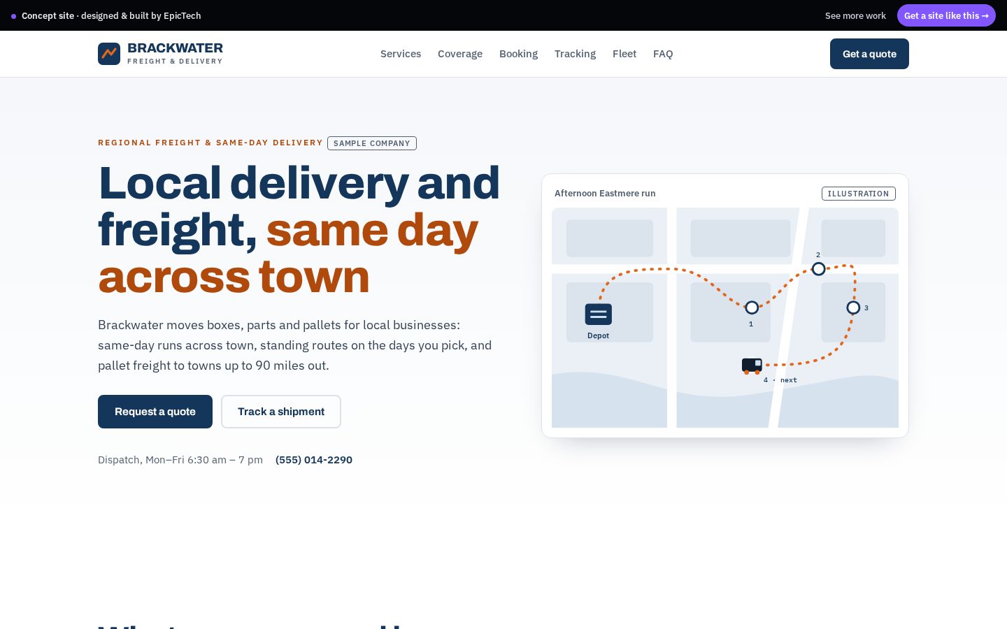 Brackwater Freight website (concept)