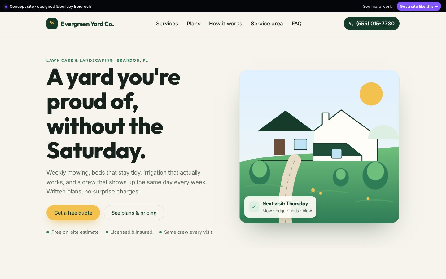 Evergreen Yard Co. website (concept)