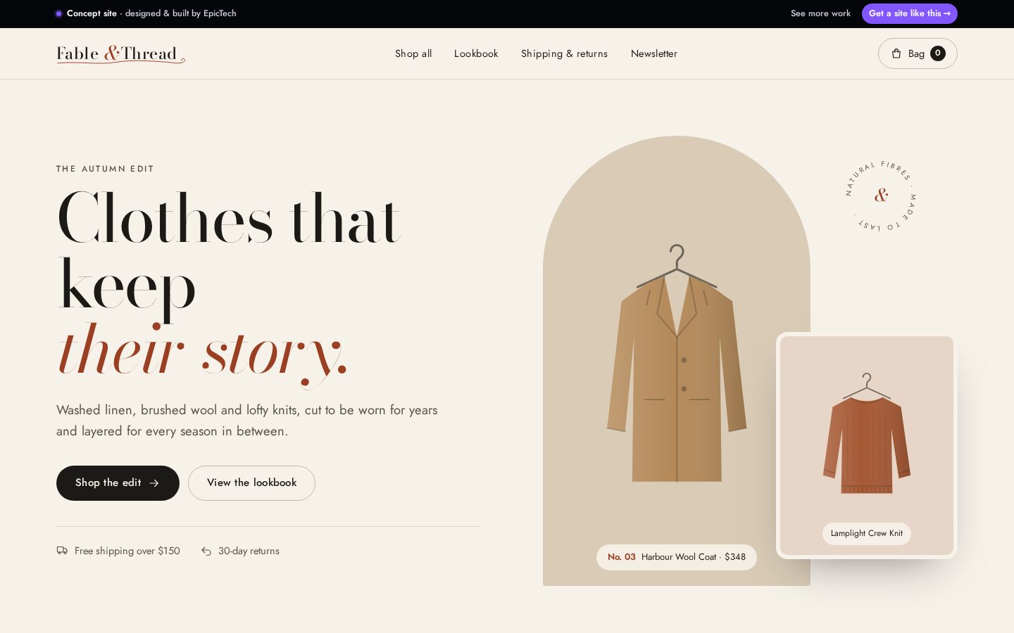 Fable & Thread website (concept)