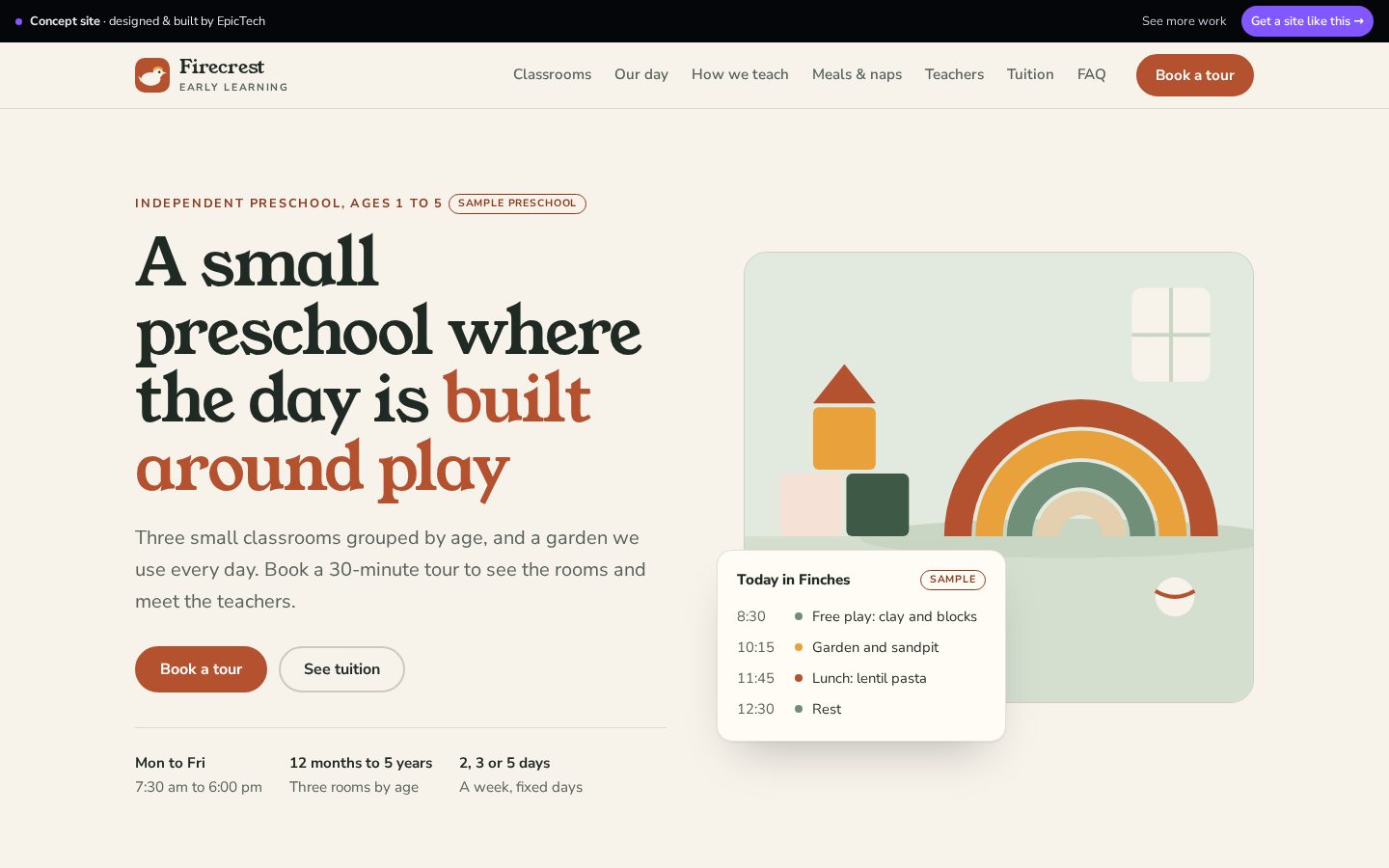 Firecrest Early Learning website (concept)