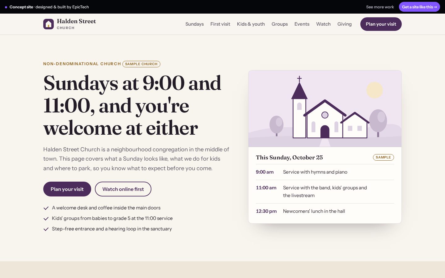 Halden Street Church website (concept)