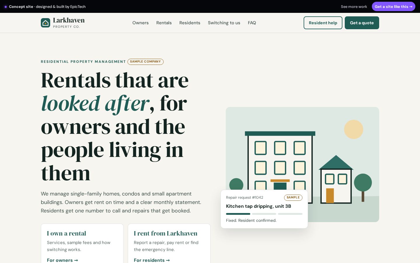 Larkhaven Property Co. website (concept)