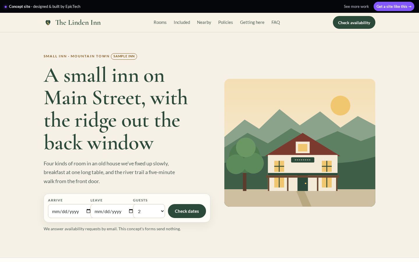 The Linden Inn website (concept)