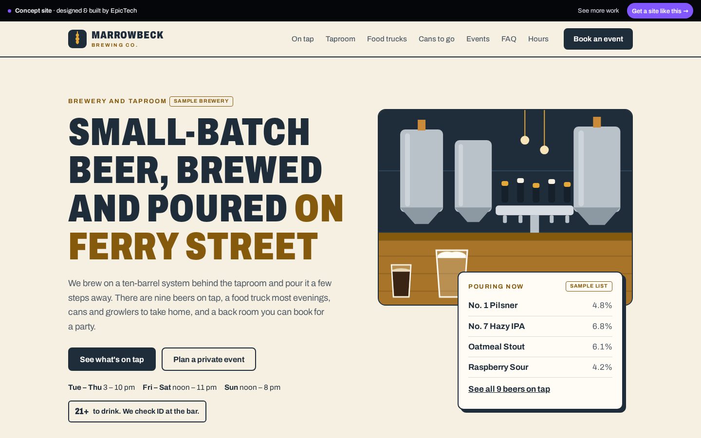 Marrowbeck Brewing Co. website (concept)