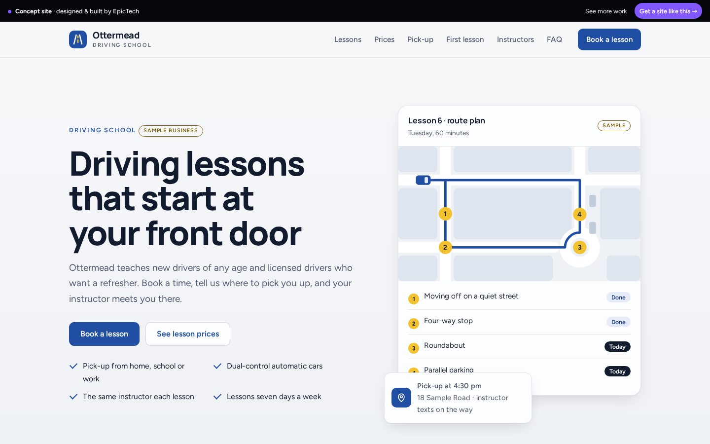 Ottermead Driving School website (concept)