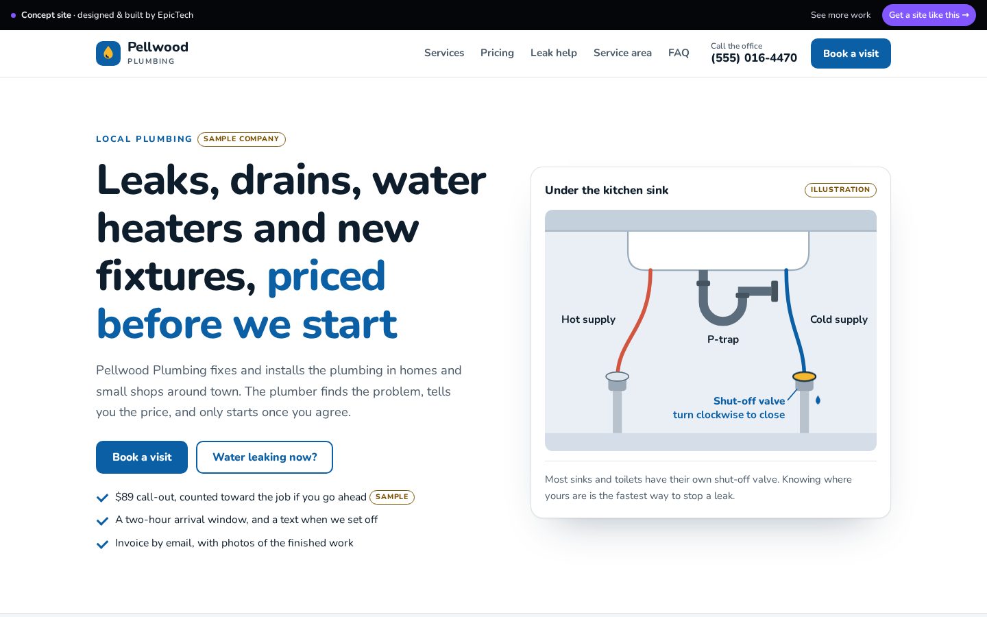 Pellwood Plumbing website (concept)