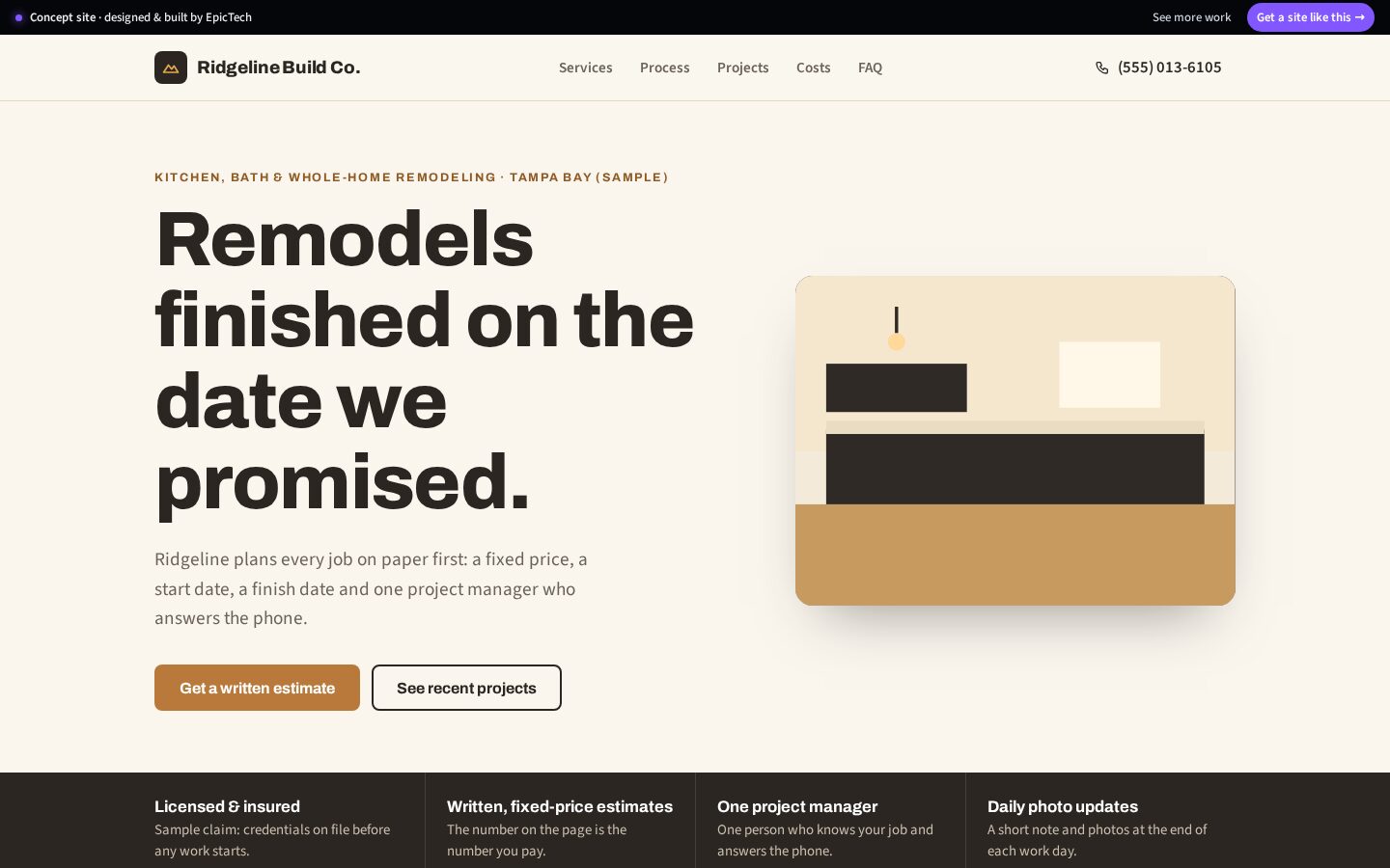 Ridgeline Build Co. website (concept)