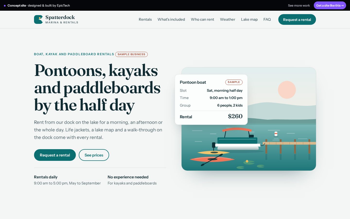 Spatterdock Marina website (concept)
