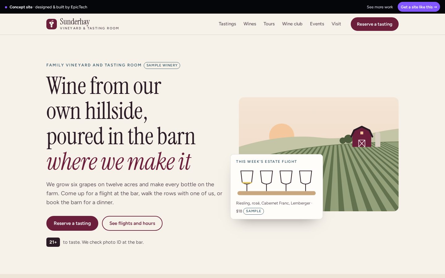 Sunderhay Vineyard website (concept)