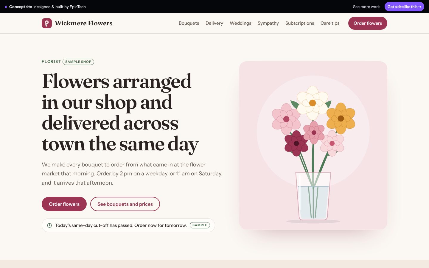 Wickmere Flowers website (concept)